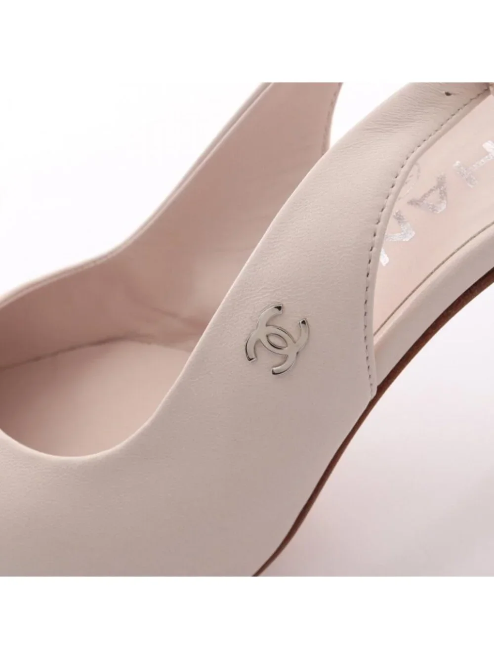 Chanel Pumps CC Logo Cap Toe Pink Silver Leather Heels